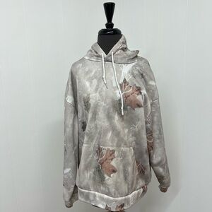 Leaf Patterned Gray Hoodie